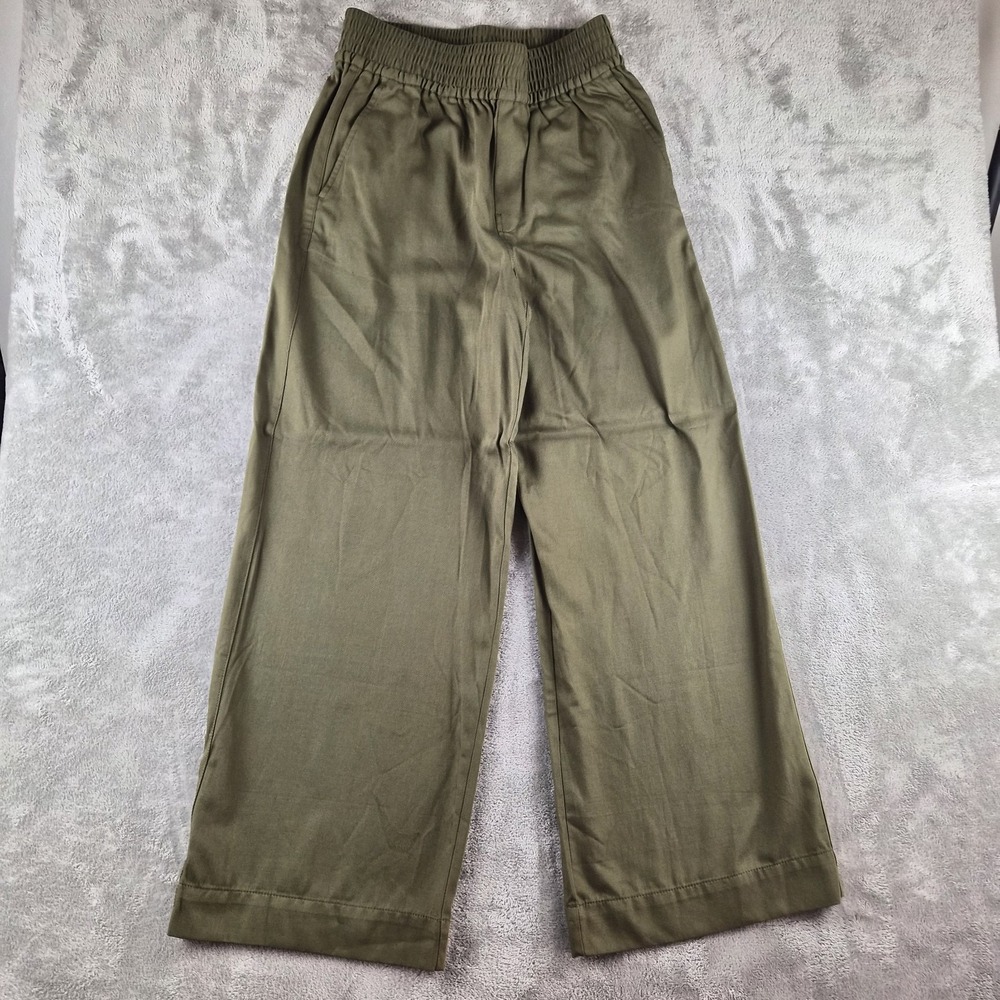 Madewell Drapeweave Carley Wide Leg Pants Small (fits 28x30) Olive Green Trouser